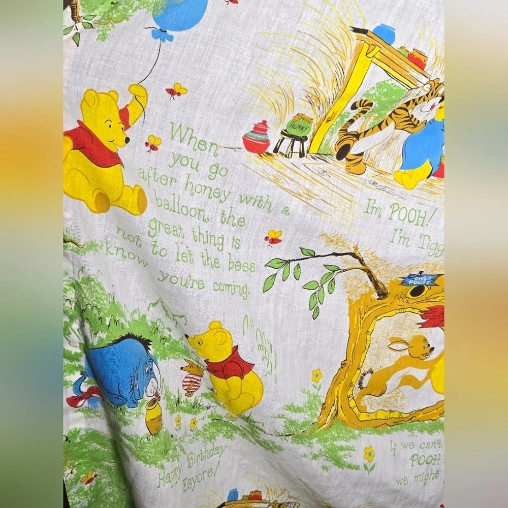 Vintage 70's Disney Winnie The Pooh Whimsical Woodland Curtain‎ Panels 48x45